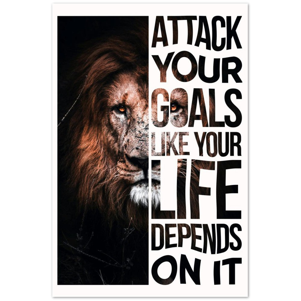 Attack Your Goals - Lion Premium Matte Poster