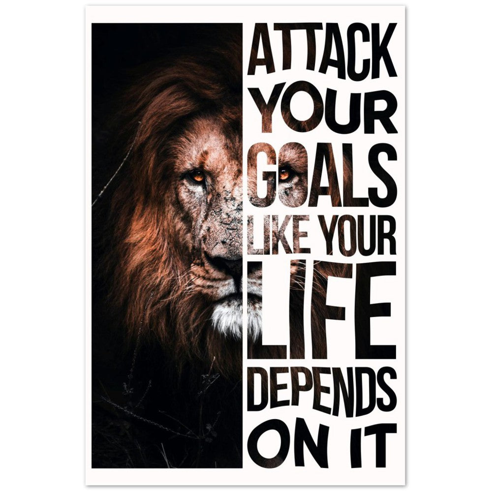 Attack Your Goals - Lion Premium Matte Poster